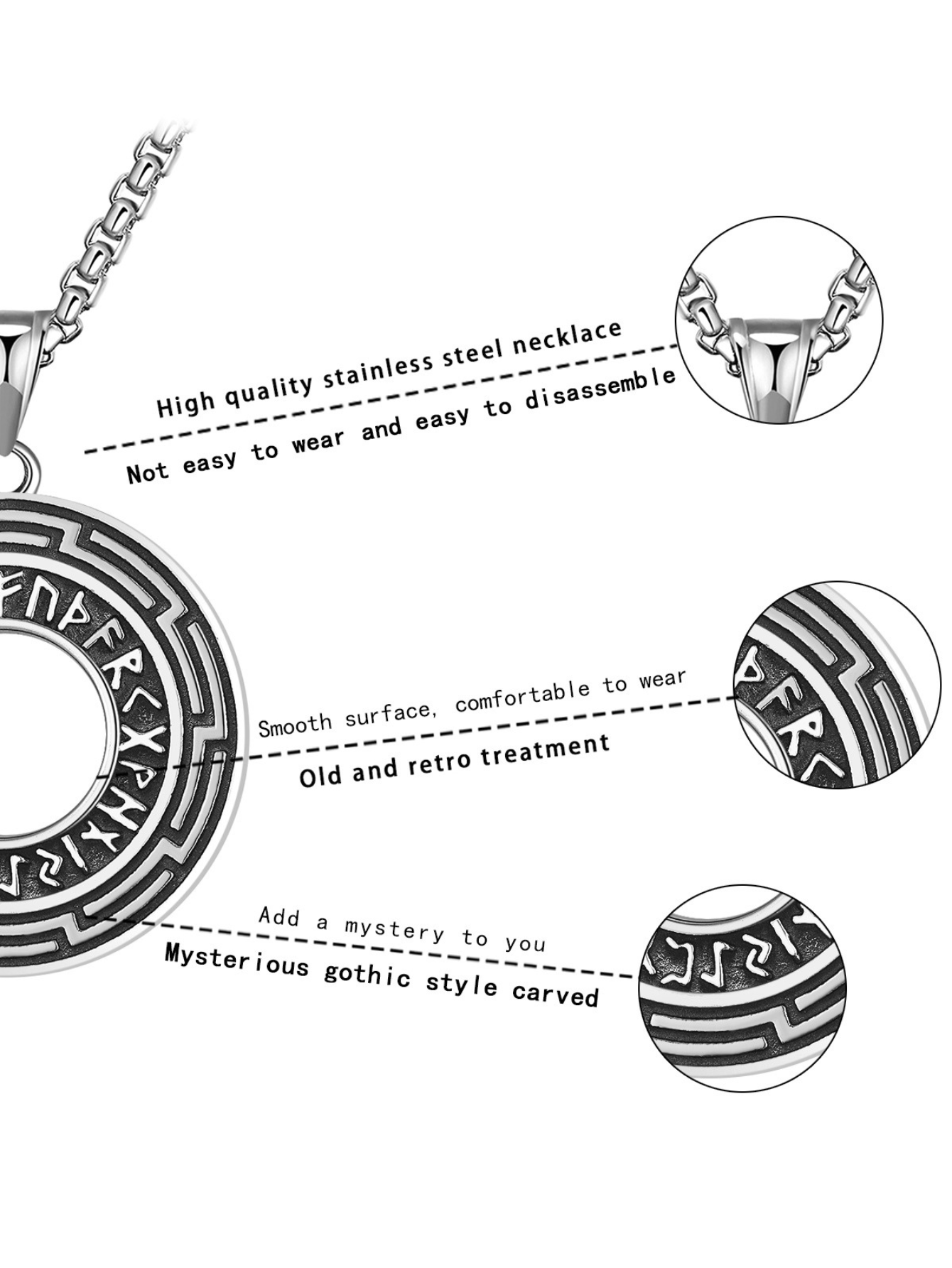 AYZITKA Nordic Viking Titanyum Kolye
