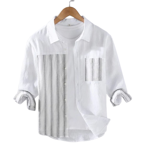 AYZITKA Yamalı Keten Gömlek