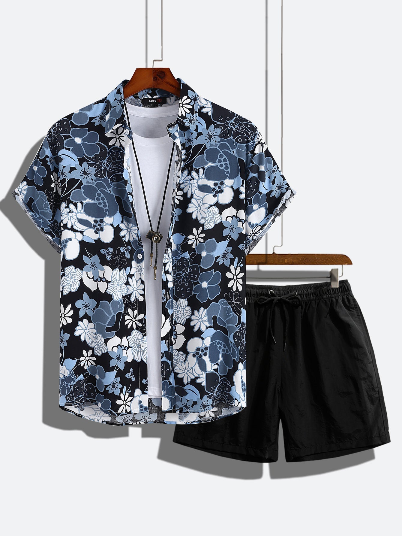 AYZITKA Mavi Çiçekli Gömlek Şort Seti