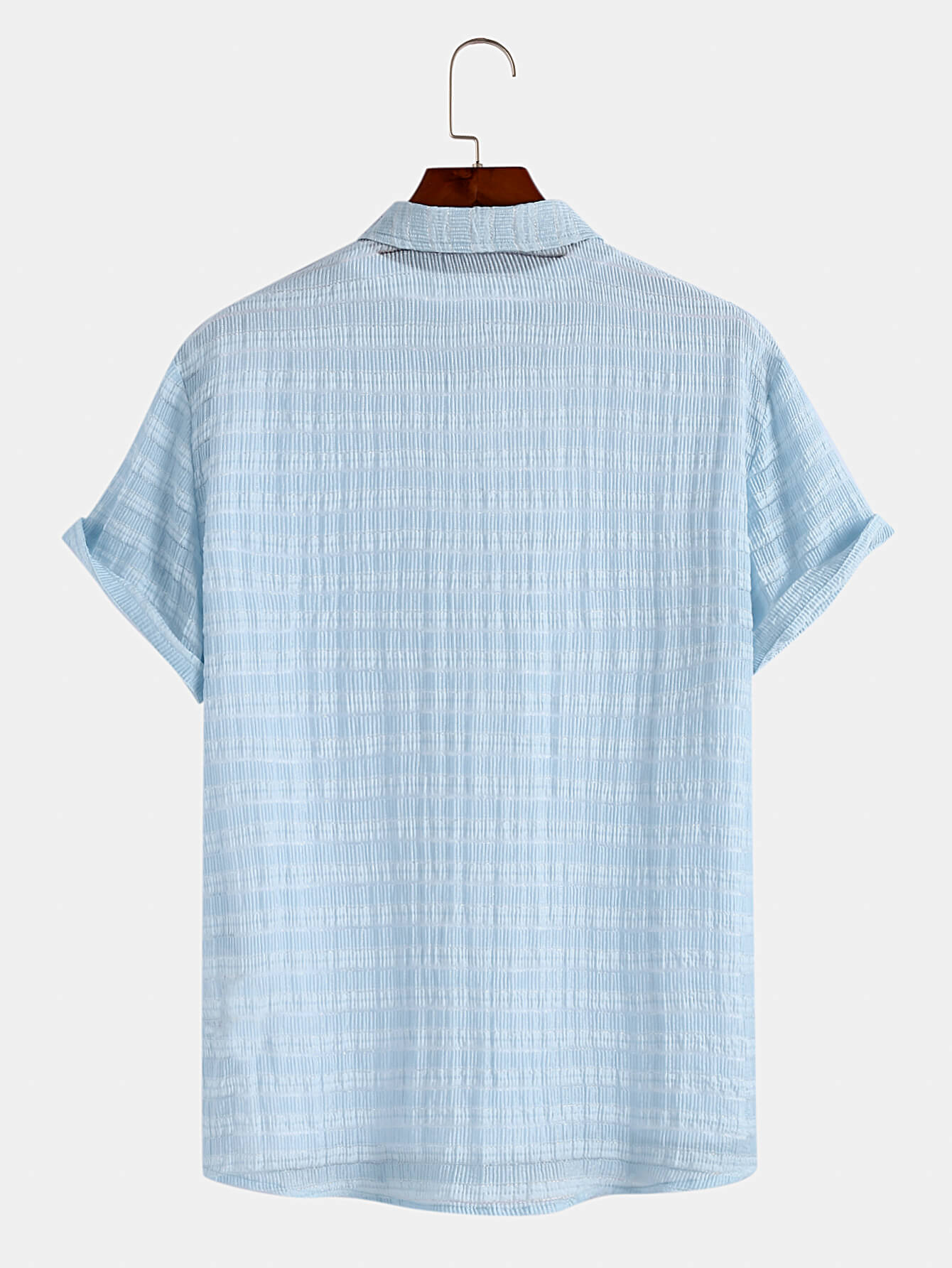 AYZITKA Mavi Kısa Kollu Keten Gömlek