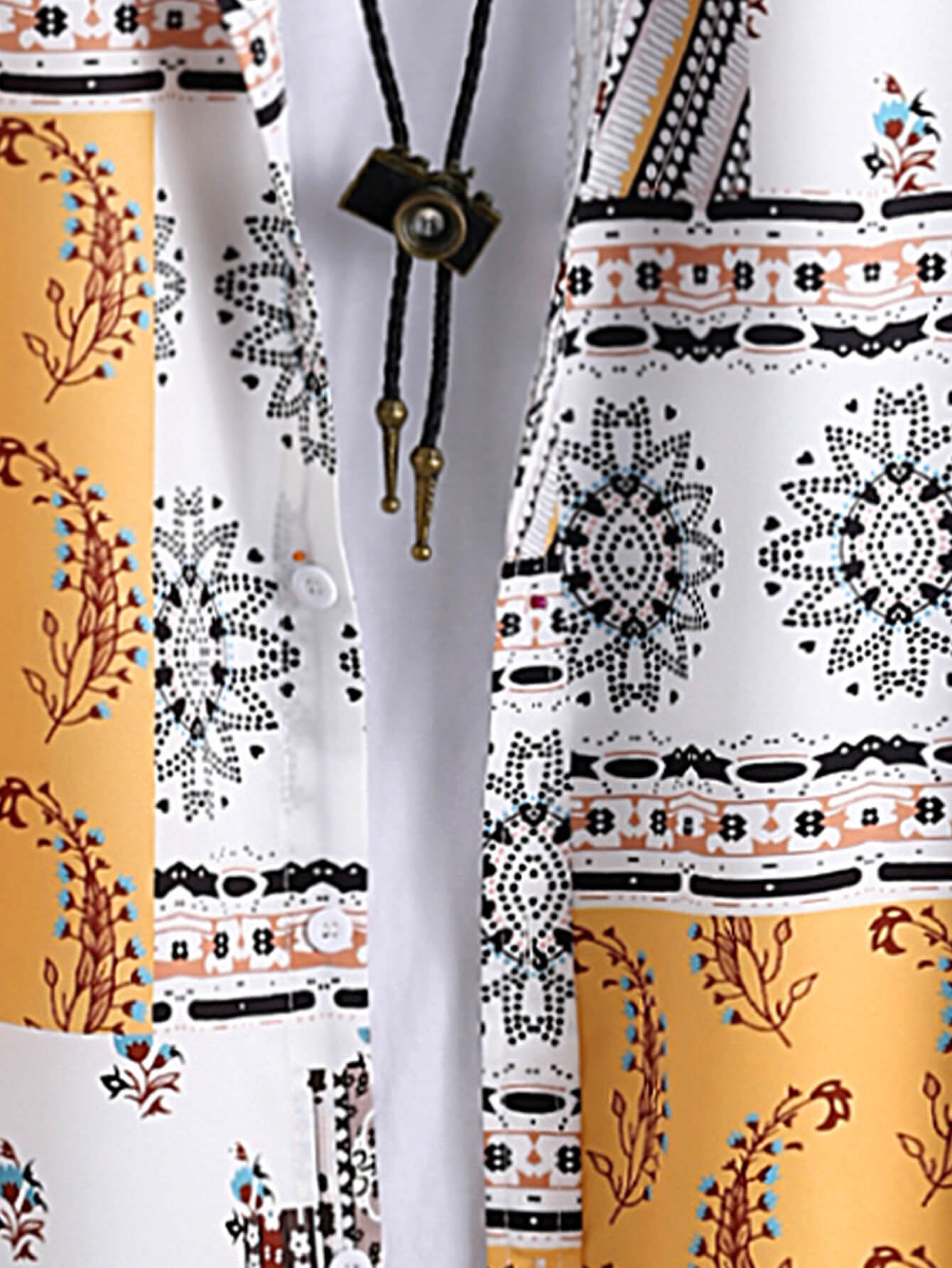 AYZITKA Sarı Desenli Gömlek Şort Set