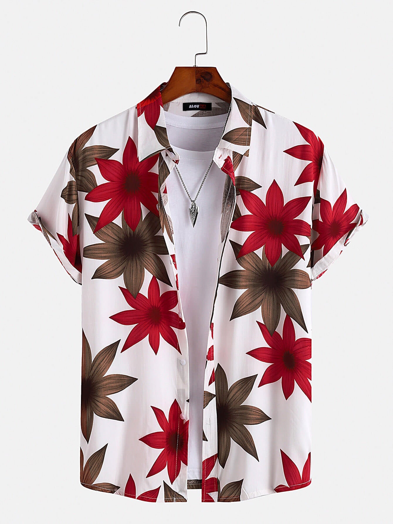 AYZITKA Kırmızı Çiçek Desenli Gömlek Şort Seti