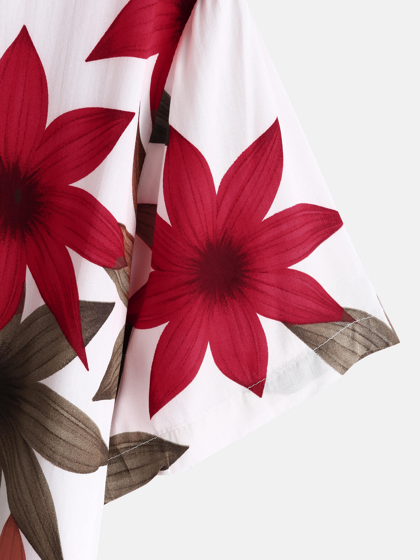 AYZITKA Kırmızı Çiçek Desenli Gömlek Şort Seti