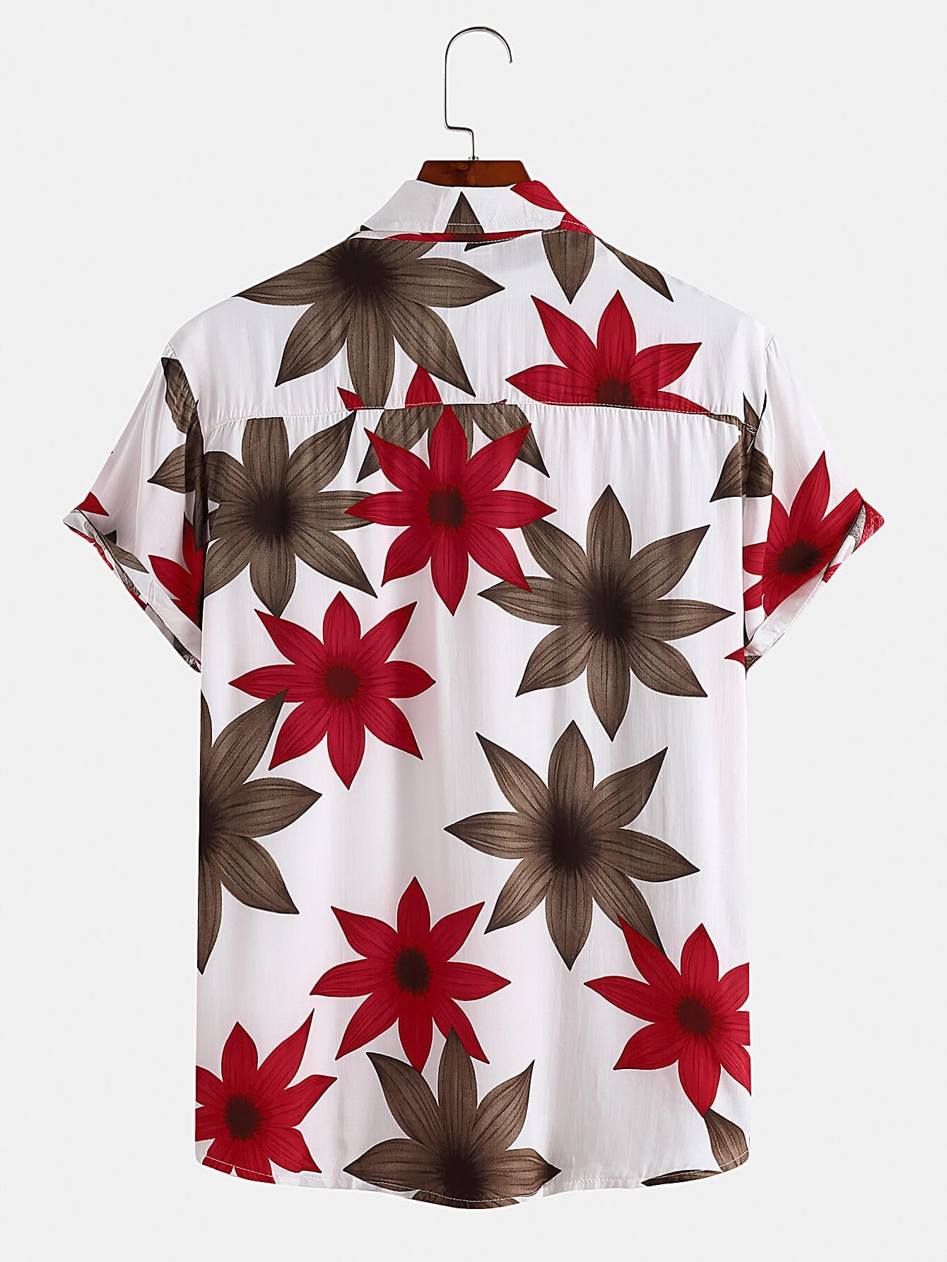 AYZITKA Kırmızı Çiçek Desenli Gömlek Şort Seti