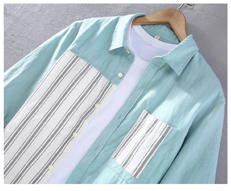 AYZITKA Yamalı Keten Gömlek