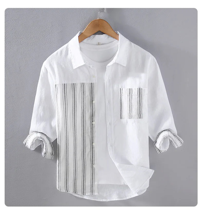 AYZITKA Yamalı Keten Gömlek