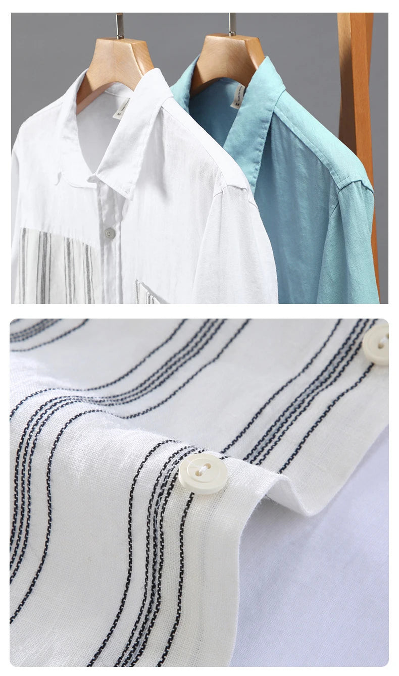 AYZITKA Yamalı Keten Gömlek