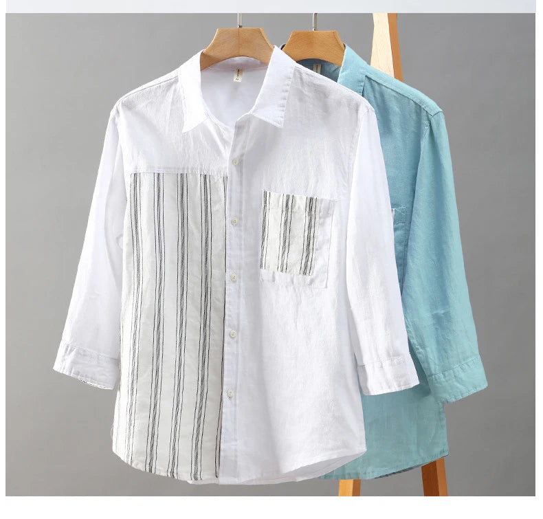 AYZITKA Yamalı Keten Gömlek