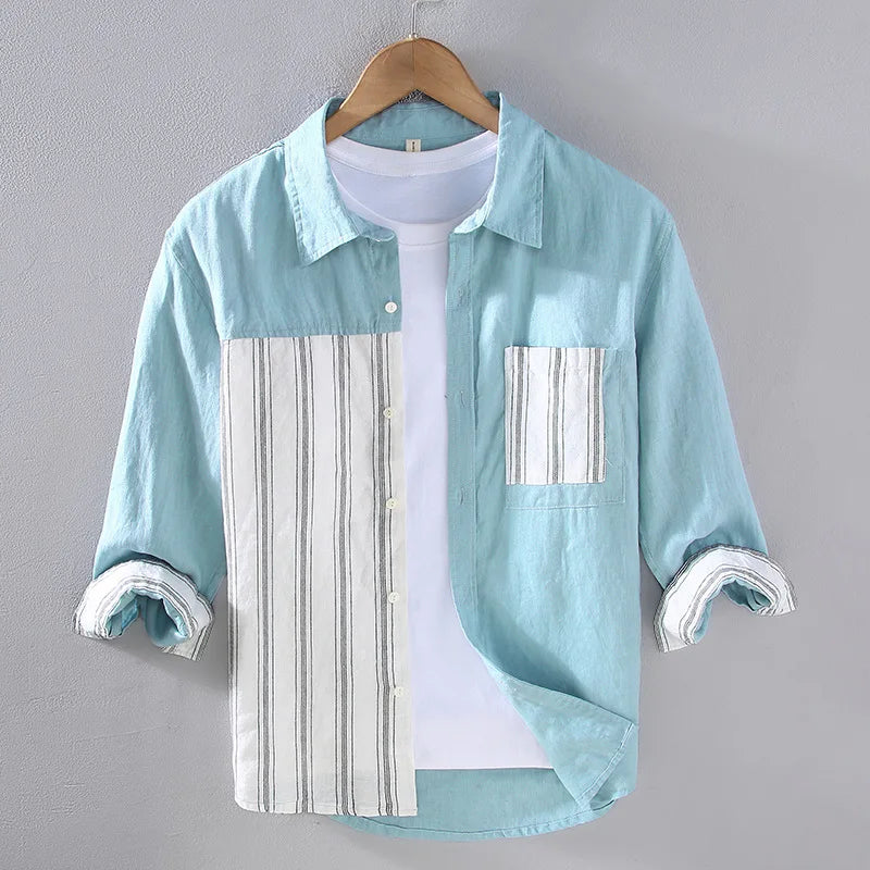 AYZITKA Yamalı Keten Gömlek