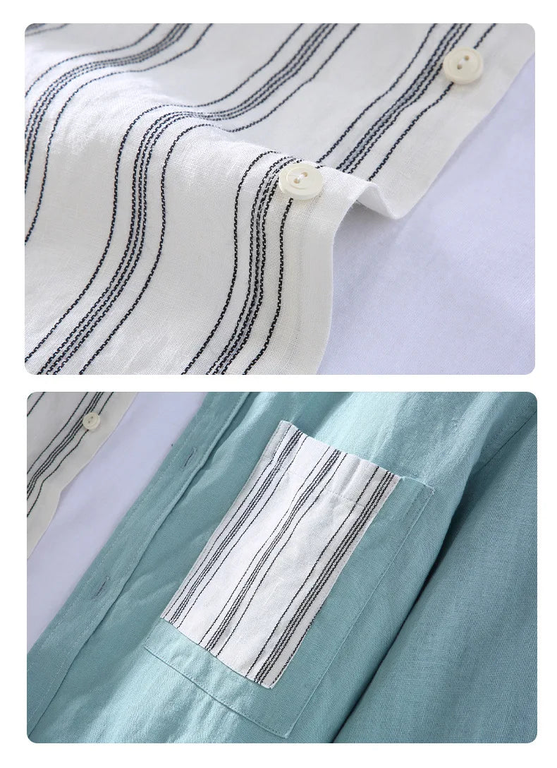 AYZITKA Yamalı Keten Gömlek