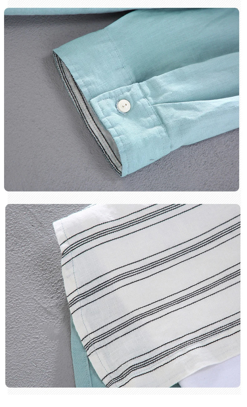 AYZITKA Yamalı Keten Gömlek