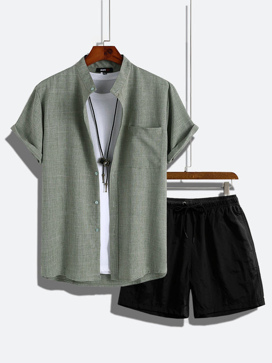 AYZITKA Yeşil Gömlek Şort Seti